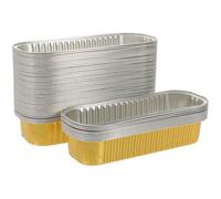 LIFKICH Lot de 50 Barquettes Alimentaires en Papier Aluminium Rectangulaires Jetables Or, Résistantes Four et Friteuse à Air pour Barbecues et Pique-niques