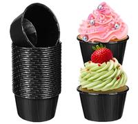 LIFKICH Moules à Muffins Papier Noir Antiadhésifs, 60 Caissettes, Supports pour Macaroni, Adaptés pour Boutique de Desserts