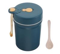 LIFKICH Mug Isotherme pour Petit-déjeuner 350ml avec Couvercle et Cuillère Intégrée, Double Paroi Isolante, Étanche et Portable pour Repas en Milieu Professionnel ou Déplacement