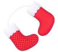 LIFKICH Passoire à Thé en Silicone Rouge Forme Chaussette de Noël, Filtre Léger et Résistant pour Infusion de Thé en Vrac, pour Fêtes de Noël
