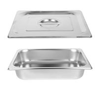 LIFKICH Plat de Service en Acier Inoxydable 3,9l pour Buffet Réutilisable avec Couvercle Argenté, Plateau Rectangulaire pour Usage Cuisine ou Fête