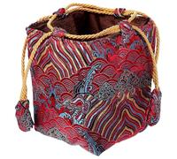 LIFKICH Pochette Facile à Ouvrir et Nettoyer Rouge Carrée en Tissu Coton à Cordon Design Simple et Élégant pour Rangement de Sachets à Thé ou Bonbons