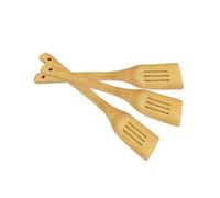LIFKICH Spatule en Bambou Longue Cuisine Surface Lisse et Arrondie Ustensile Cuisine en Bois Khaki Trous le Manche pour Poêles Antiadhésives