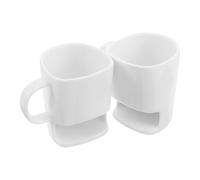 LIFKICH Tasses à Café Modernes en Céramique 2pcs avec Porte-biscuits Intégré 225ml pour Petit-déjeuner ou Thé de L'après-midi Décoratives et Solide