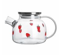 LIFKICH Théière en Verre Borosilicate Pichet Clair Élégant 1000ml Résistante Chaleur Couvercle en Acier Inoxydable pour Thé Froid et Jus Maison