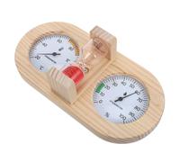 LIFKICH Thermomètre-hygromètre Mécanique en Bois avec Sablier Rouge de 15 pour Sauna et Salle de Bain, Performance Solide et Design Élégant