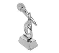 LIFKICH Trophée Design Unique, Décoration de Fête Microphone en Résine Argentée et Pièce D’Exposition pour Concours de Chant pour Soirées Karaoké