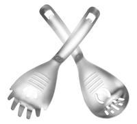 LIFKICH Ustensile Cuisine Multifonction 2 Pièces en Acier Inoxydable Argenté, Cuillère Passoire Ouvre-bouteille et Râpe, pour Aliments Bébé et Nouilles