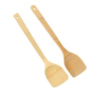 LIFKICH Ustensiles Cuisine Spatule Longue et Cuillère Lot de 2 en Bois Résistants à Haute Température, sans Rayures pour Cuisson Cuisine
