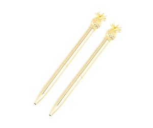 LIFKOME 2 Pièces Stylo à Bille Signature, Design Ananas Élégant | Encre à Séchage Rapide, Écriture Nette et Propre, Recharge Remplaçable, pour Cartes et Usages Professionnels