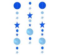 LIFKOME 3 Pièces Kit de Guirlande Étoile Miroir, Papier Bleu | Décoration de Fond, Banderole et Fanion pour Photobooth, Style Délicat et Brillant