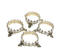 LIFKOME 4 Pièces Porte-pinceaux Vintage Couronne avec Perles pour Manucure Organisateur Compact pour Pinceaux Nail Art Stylo de Dessin et Accessoires de Beauté Rangement Élégant pour Salon