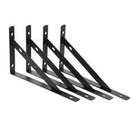 LIFKOME 4 pièces Support d'Étagère Robuste Pliable, Support Mural pour Étagère en Fer Noir, Triangulaire, Portable, Installation Facile, pour Mur et Usage à Emporter