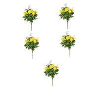 LIFKOME 5pièces Bouquet De Citron Artificiel avec Vertes Décoration pour Maison Cuisine Et Bureau Fausse Branche De Citron Colorée pour Centre De Table Et Événements