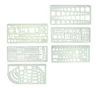 LIFKOME 6 Pièces Règles de Dessin Géométrique Translucides Pochoirs Créatifs Plastique Léger Vert Clair pour École Bureau et Design