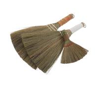 LIFKOME Balai Fait Main en Miscanthus 3 Pièces, Balai Chinois Polyvalent et Fiable pour Nettoyage D'ordinateur et Surfaces, Petite Brosse de Ménage Compacte