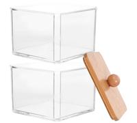 LIFKOME Boîte de Rangement Transparente Double Couche et Tampons Démaquillants, Robuste, Couvercle Hermétique, Polyvalente pour Salle de Bain et Maquillage, Ensemble Pratique Compact