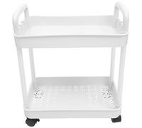 LIFKOME Chariot de Rangement Roulant Multi-Usage Capacité de 50kg Cuisine, Salle de Bain Blanc à 2 Niveaux en PP Design Simple et Fonctionnel ou Chambre