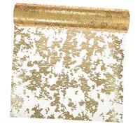 LIFKOME Chemin de Table Doré 48 Cm X 4,57 M en Tulle Fin Métallique Décoratif, Décorations de Table Polyvalentes pour Mariage, Fête et Bricolage, Rouleau Unique pour Décoration D’automne