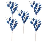 LIFKOME Eucalyptus Artificiel Bleu 5 Pièces Soie, Rendu Réaliste Déco | Feuillage Synthétique Effet , Tiges pour Bouquet, Décoration de Fête, Salon et Boutique