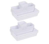 LIFKOME Organisateur de Maquillage Empilable 16 Pièces Blanc, Boîte de Rangement Plastique Modulable 24x16x9 Cm pour Tiroir de Salle de Bain, Bureau et Cosmétiques, Boîtes de Rangement