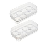 LIFKOME Porte-œufs Transparent Pour Réfrigérateur 2 Pièces 8 Grilles Récipient De Stockage D'œufs Organisateur Compact Facile à Nettoyer Pour Camping Cuisine