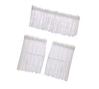 LIFKOME Rideau Décoratif en Dentelle Blanc 130x41 Cm, Demi-Rideau Tranlucide en Polyester, Filtration Lumineuse Naturelle, Cuisine Balcon Chambre, Court pour Petites Fenêtres