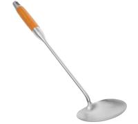 LIFKOME Spatule Wok Inox avec Manche Bois, Cuillère à Frire Lisse, Ustensile Cuisine Asiatique Polyvalent pour Restaurant et Sauté, Design Sans Soudure avec Trou