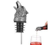 LIFKOME Verseur à Vin en Alliage Argenté Forme de Tête D’Animal Vintage Multi-Fonction Préserve Bouteille Ouverte Présent pour Dégustation