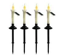LIFTATAPA Lot de 4 bougies coniques solaires avec supports, bougies LED étanches rechargeables avec capteur de lumière du crépuscule à l'aube pour décoration extérieure, jardin, terrasse