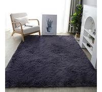 Lifup Tapis Rectangle à Poils Longs Doux et Moelleux, Tapis Décoratif Antidérapant pour Salon Chambre Gris Violet 60 x 160 cm