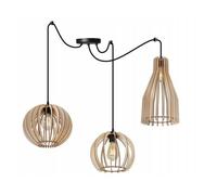 Light-Home Abat Jour Suspension Luminaire Lustre Araignée - en Metal et Bois - À 3 Lumières - E27 - Mix I