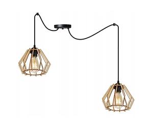 Light-Home Abat Jour Suspension Luminaire Lustre Araignée - Moderne Abat Jour Plafond pour Chambre Salon et Cuisine - en Metal et Bois - À 2 Lumières - E27 - Caractère unique