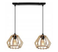 Light-Home Abat Jour Suspension Luminaire Lustre Industriel Timber - Moderne Abat Jour Plafond pour Chambre Salon et Cuisine - en Metal et Bois - Longue