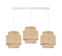 Light-Home Boho Abat Jour Suspension Luminaire Lustre - E27 - À 3 Lumières - Blanc Base et Jute