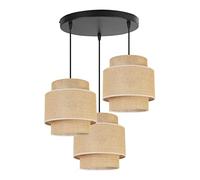 Light-Home Boho Abat Jour Suspension Luminaire Lustre - Moderne Abat Jour Plafond pour Chambre Salon et Cuisine - Métal et Tissu - E27 - À 3 Lumières - Ovale - Noir Base et Jute