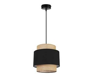 Light-Home Boho Abat Jour Suspension Luminaire Lustre - Moderne Abat Jour Plafond pour Chambre Salon et Cuisine - Métal et Tissu - E27 - À 1 Lumières - Noir et Jute