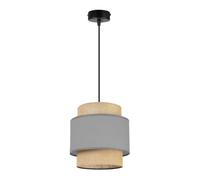 Light-Home Boho Abat Jour Suspension Luminaire Lustre - Moderne Abat Jour Plafond pour Chambre Salon et Cuisine - Métal et Tissu - E27 - À 1 Lumières - Gris et Jute