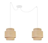 Light-Home Boho Spider Abat Jour Suspension Luminaire Lustre - Moderne Plafond - E27 - À 2 Lumières - Blanc Base et Jute