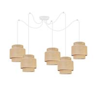 Light-Home Boho Spider Abat Jour Suspension Luminaire Lustre - Moderne Plafond - E27 - À 5 Lumières - Blanc Base et Jute