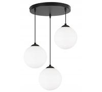 Light-Home Florence Plafonnier suspendu - Lustre de plafond moderne pour chambre salon et cuisine style loft - pour 3 ampoules E27 - Abat-jour en verre Boule de lait 15 cm