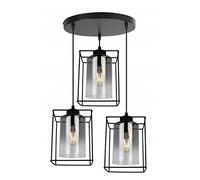 Light-Home Hella Cage Abat Jour Suspension Luminaire Lustre - Moderne Abat Jour Plafond pour Chambre Salon et Cuisine - en Metal et Verre - À 3 Lumières - Graphite - Ovale