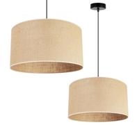Light-Home Juta Abat Jour Suspension Luminaire Lustre - Moderne Abat Jour Plafond - Métal et Tissu - E27-1-Lumières 40 cm/23 cm - Noir Base et Jute