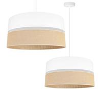 Light-Home Juta Abat Jour Suspension Luminaire Lustre - E27 - Classique 1-Lumières 45 cm - Blanc Base et Jute et Blanc