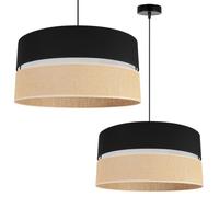 Light-Home Juta Abat Jour Suspension Luminaire Lustre - E27 - Classique 1-Lumières 45 cm - Noir Base et Jute et Noir