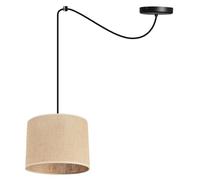 Light-Home Juta Abat Jour Suspension Luminaire Lustre - Moderne Abat Jour Plafond Araignée - Métal et Tissu - E27-1-Lumières 20 cm - Noir Base et Jute