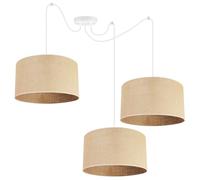 Light-Home Juta Abat Jour Suspension Luminaire Lustre - Moderne Abat Jour Plafond Araignée - Métal et Tissu - E27-4-Lumières 35 cm - Blanc Base et Jute