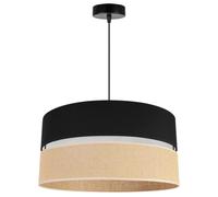 Light-Home Juta Abat Jour Suspension Luminaire Lustre - Moderne Abat Jour Plafond - Métal et Tissu - E27-1-Lumières 45 cm - Noir Base et Jute et Noir