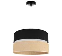 Light-Home Juta Abat Jour Suspension Luminaire Lustre - Moderne Abat Jour Plafond - Métal et Tissu - E27-1-Lumières 40 cm - Noir Base et Jute et Noir