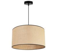Light-Home Juta Abat Jour Suspension Luminaire Lustre - Moderne Abat Jour Plafond - Métal et Tissu - E27-1-Lumières 40 cm - Noir Base et Jute et Noir Biais